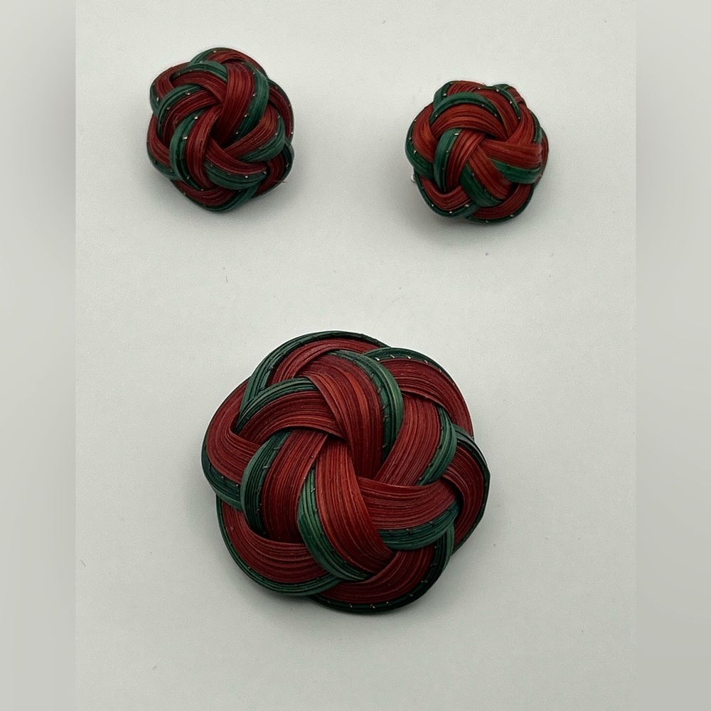 Woven Brooch & Matching Earrings
